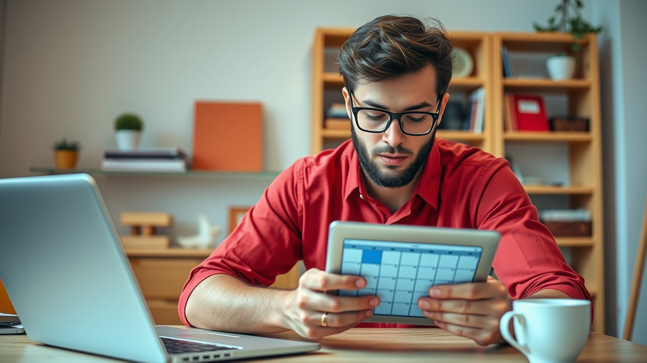 small business owner using calendar app to track loan repayments and schedules, business financing