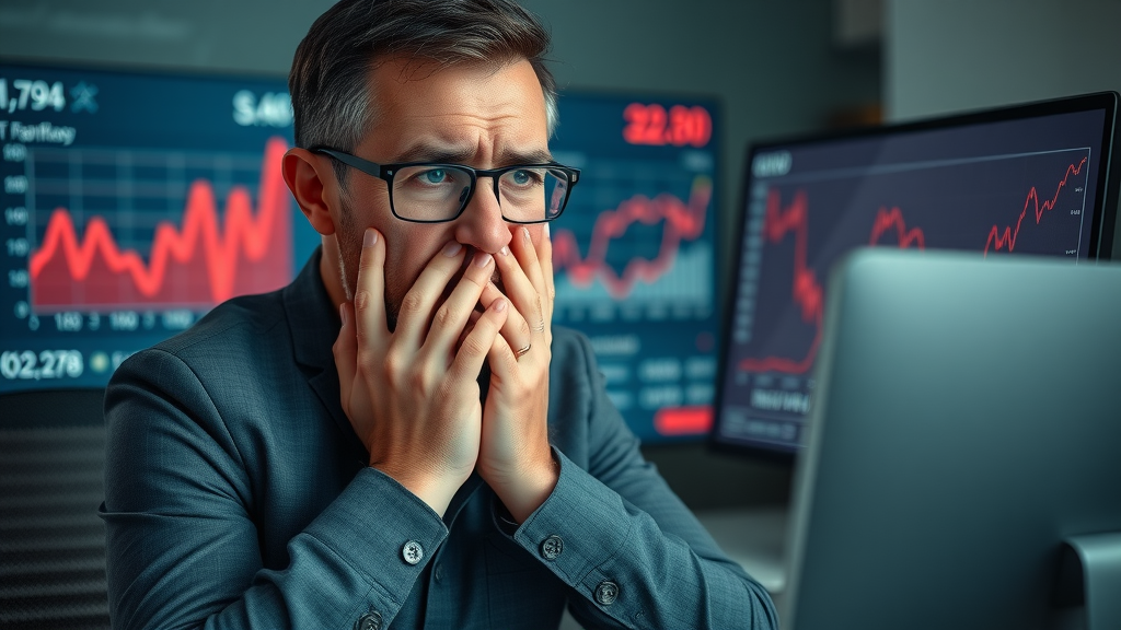 business owner frustrated looking at mismatched cash flow graphs on a financial dashboard